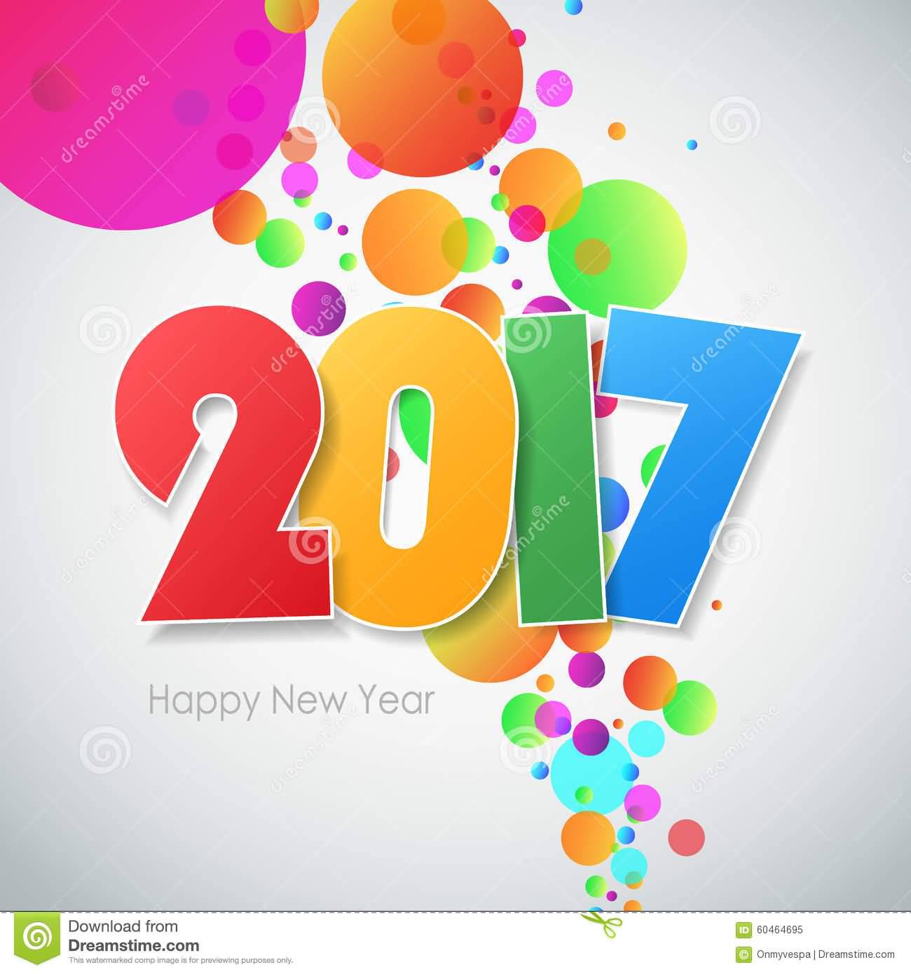 2017 Happy New Year Colorful Bubbles Greeting Card
