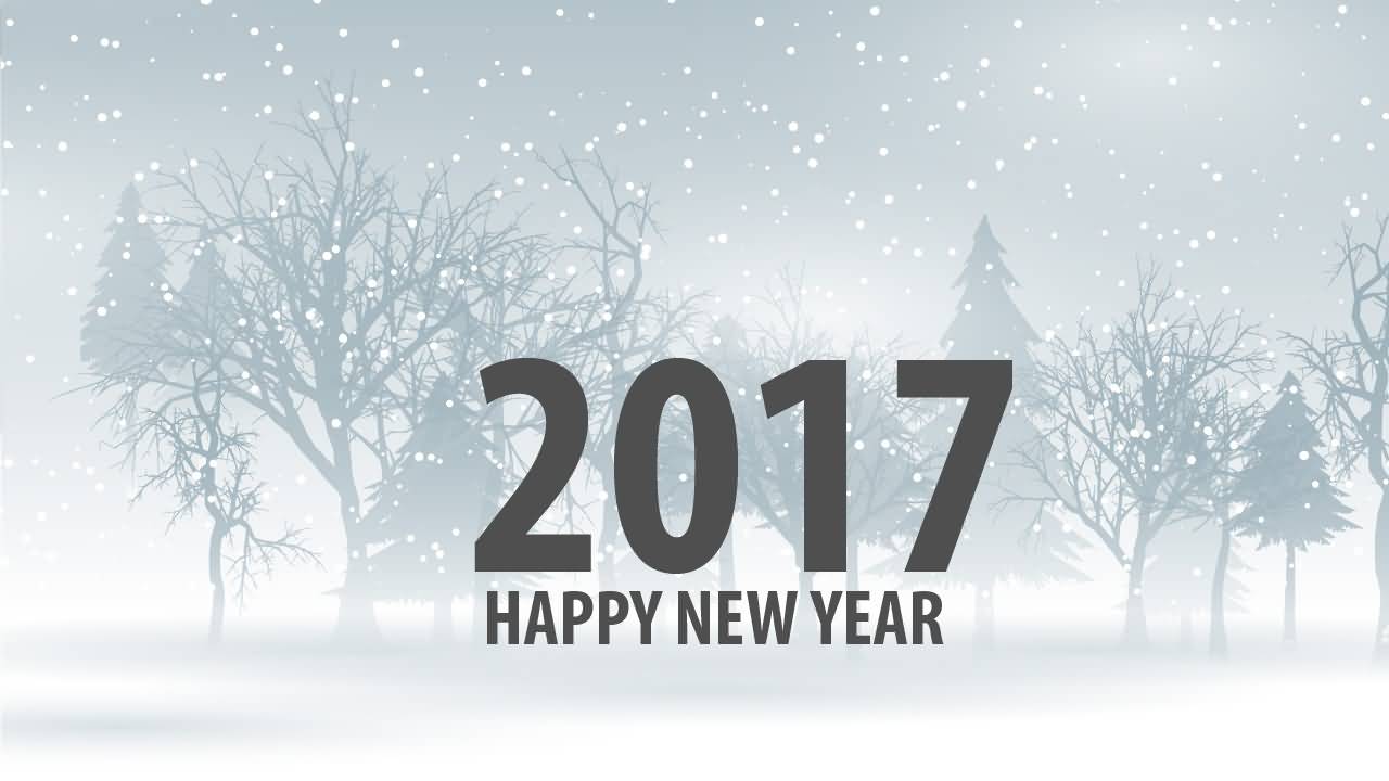 2017 Happy New Year Snowfall View In Background