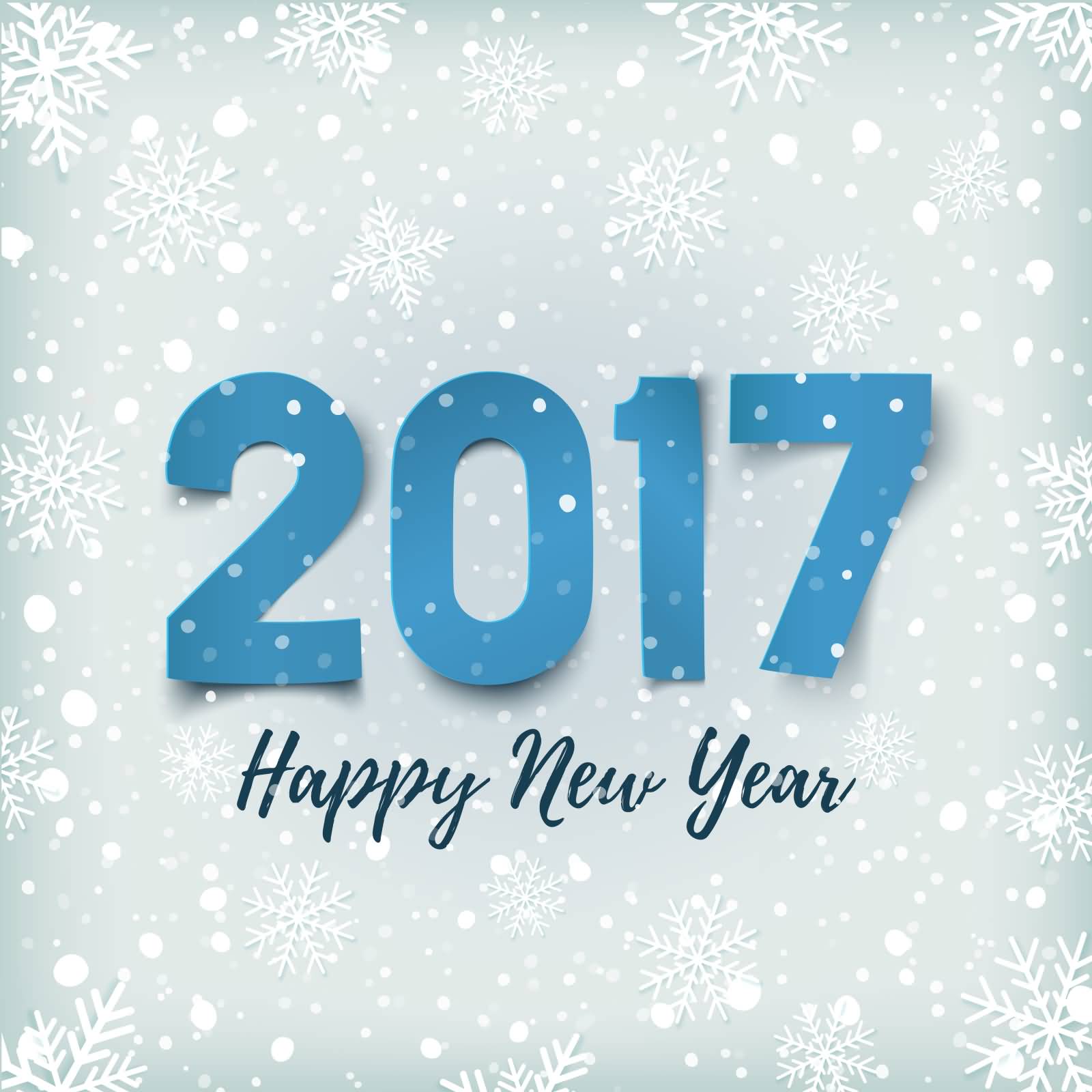 2017 Happy New Year Snowflakes Design Greeting Card