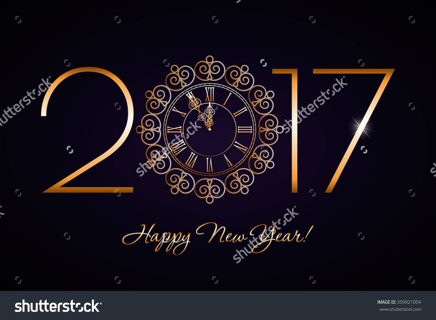 2017 Happy New Year Wall Clock Illustration