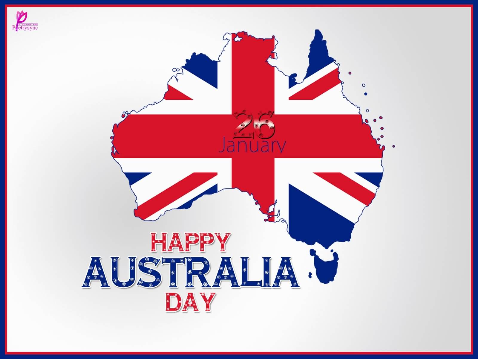 26 January Happy Australia Day Map Illustration