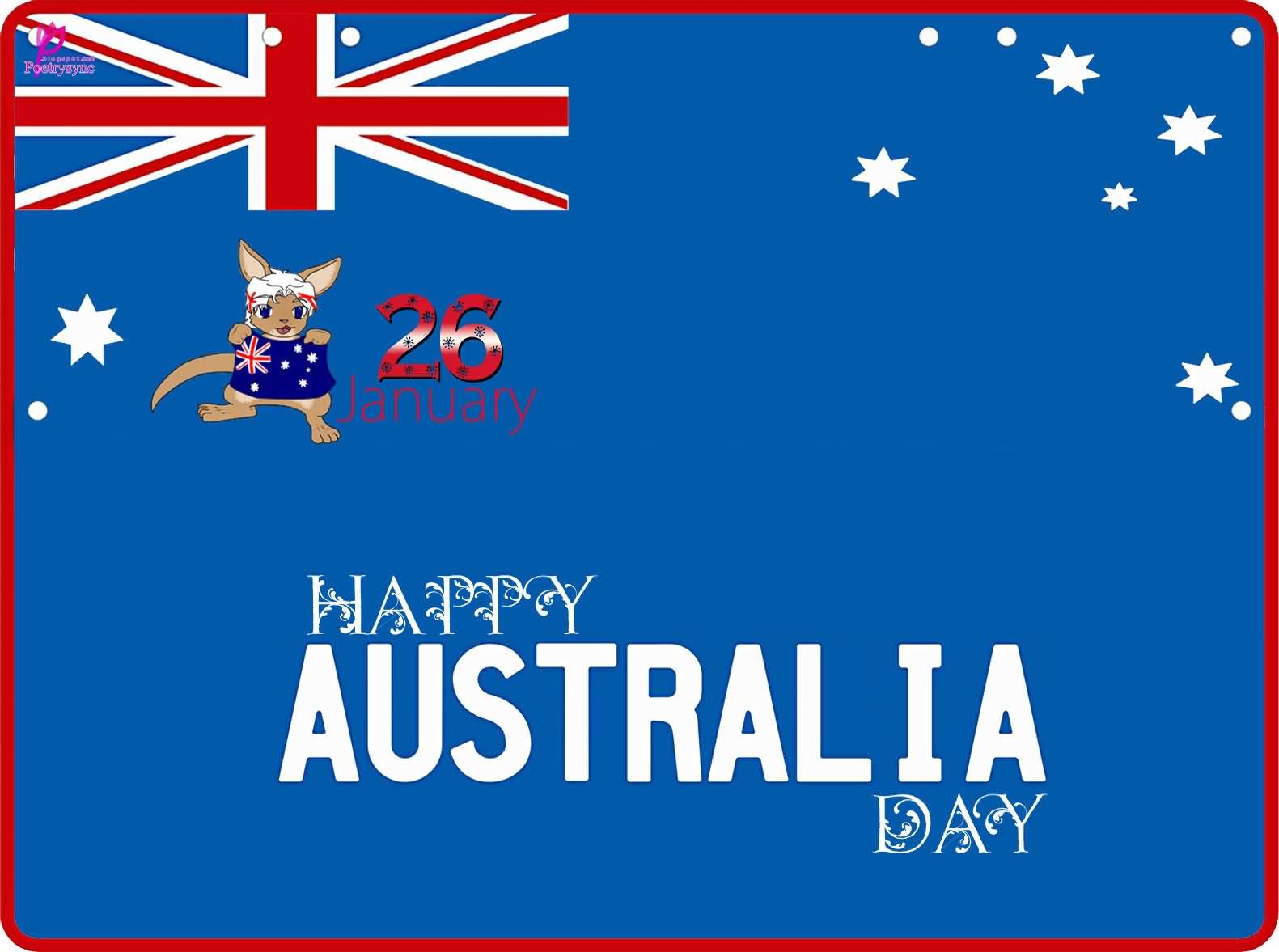 26 January Happy Australia Day Kangaroo With Flag