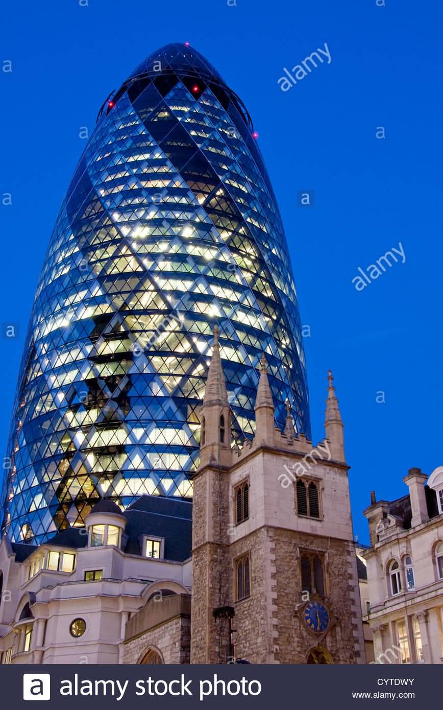 30 St Mary Axe Or Gherkin At Night