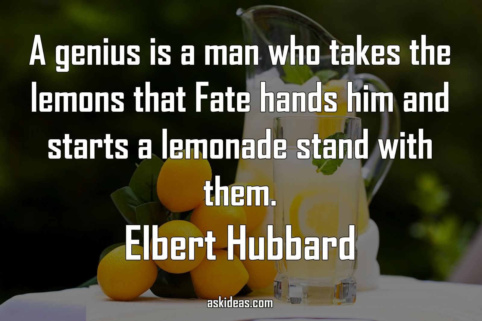 A genius is a man who takes the lemons that Fate hands him and starts a lemonade stand with them.