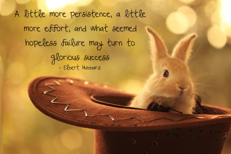 A little more persistence, a little more effort, and what seemed hopeless failure may turn to glorious success