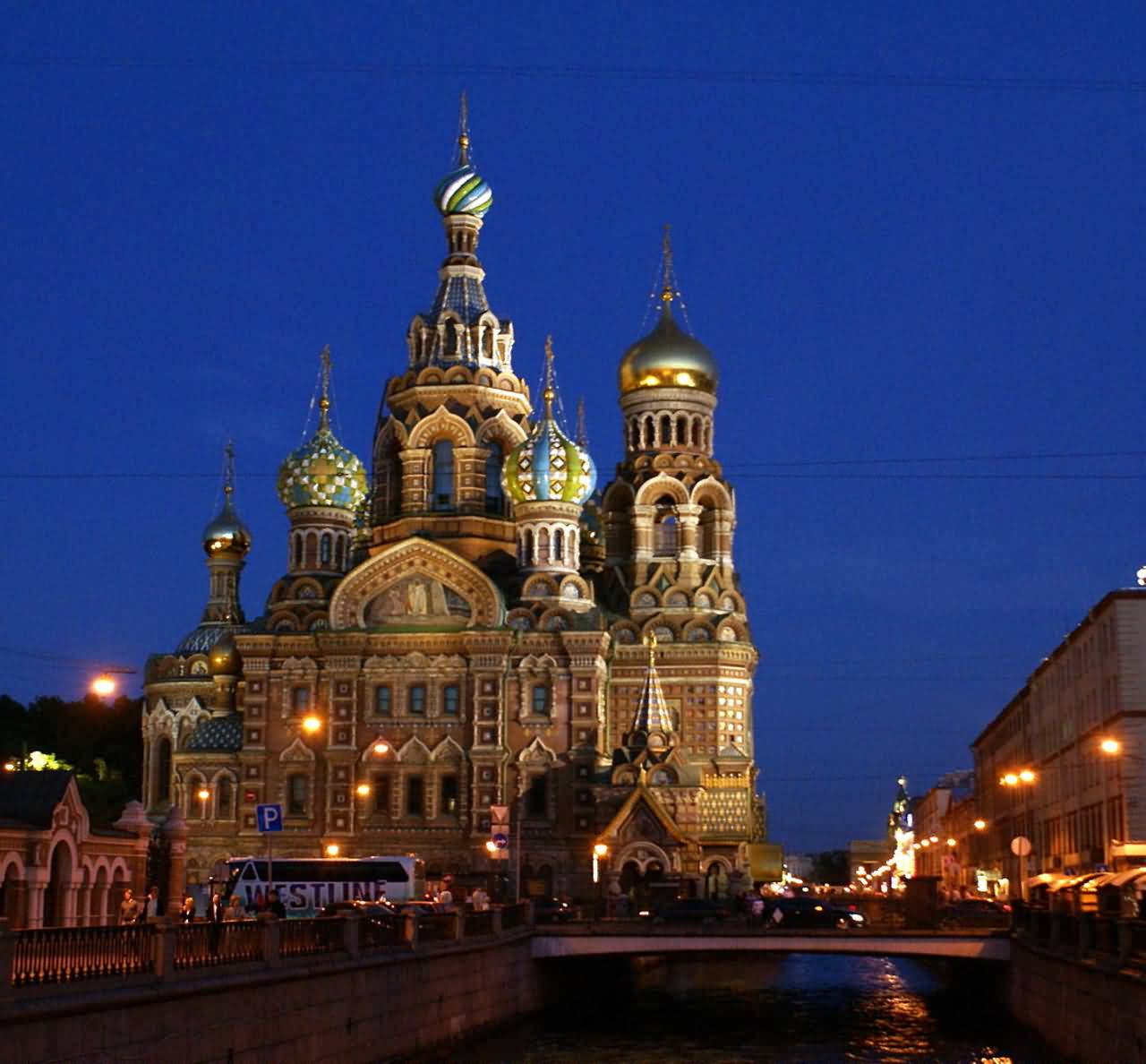 Adorable Night View Of The Church Of The Savior On Blood