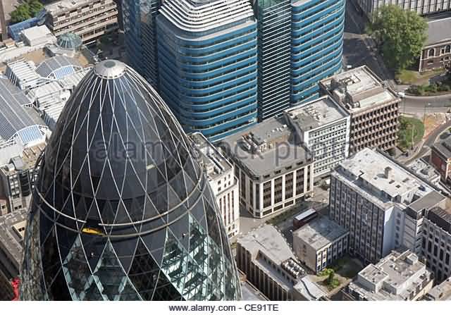 Aerial View Of The Gherkin Building In London