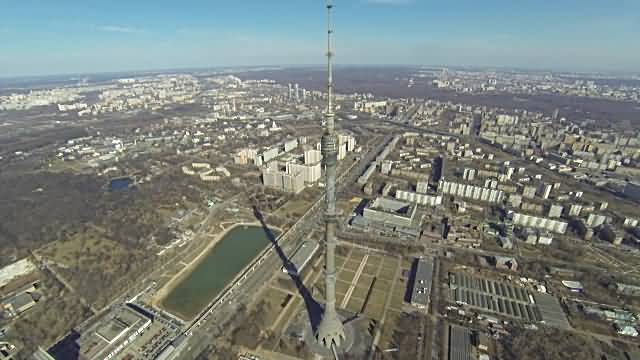 Aerial View Of The Ostankino Tower And Moscow City