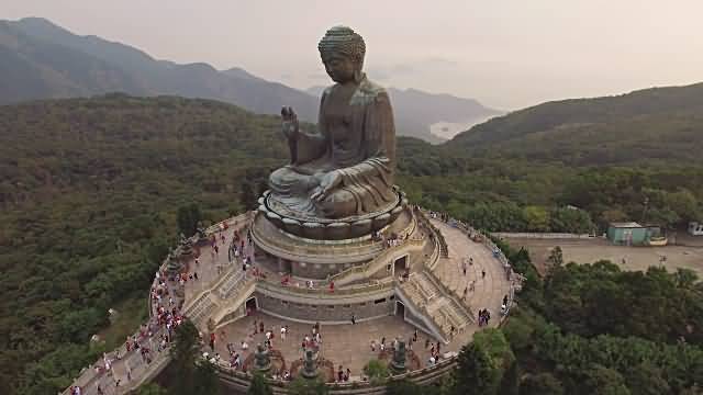 Aerial View Of Tian Tan Buddha Statue
