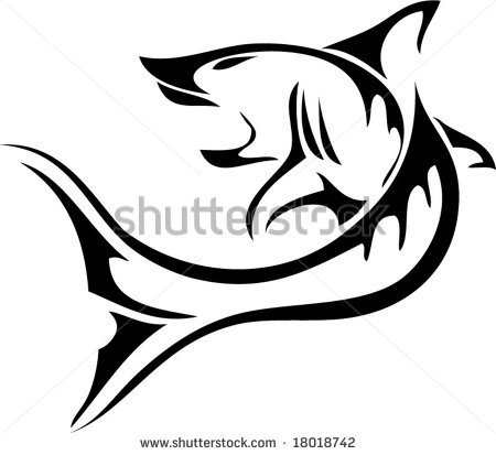 Amazing Black Tribal Shark Tattoo Design