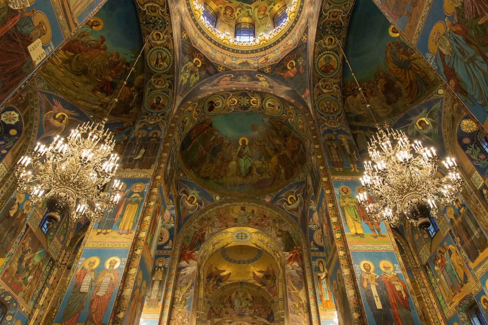 Amazing Ceiling Art Work Inside The Church Of The Savior On Blood