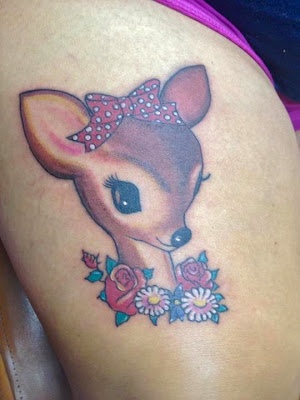 Amazing Cute Deer Tattoo On Rib Side