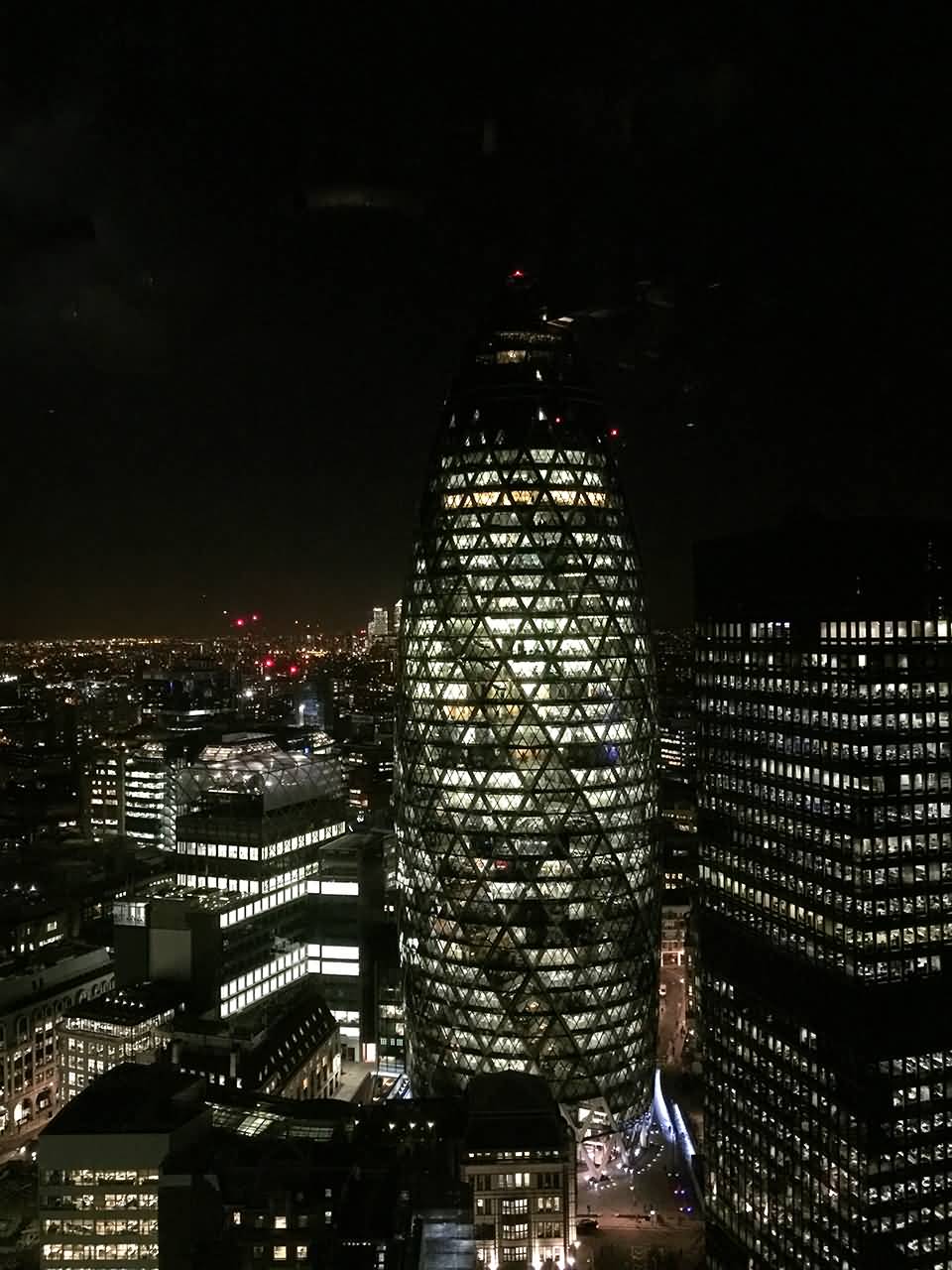 Amazing Night View Of The Gherkin Building In London