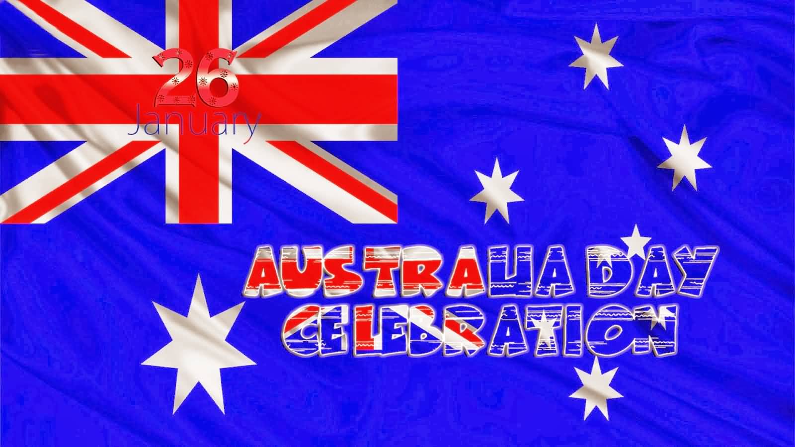 Australia Day Celebration Flag In Background