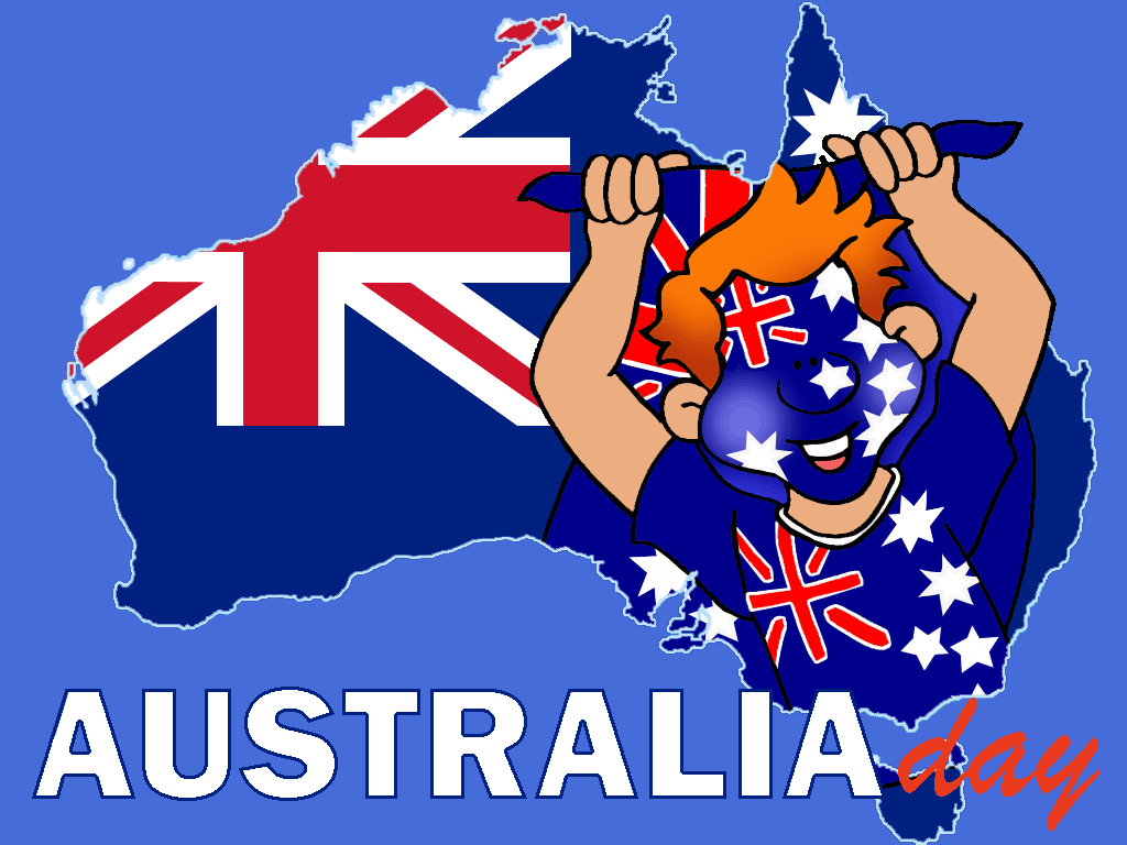 Australia Day Wishes Boy Aistralia Flag On Face