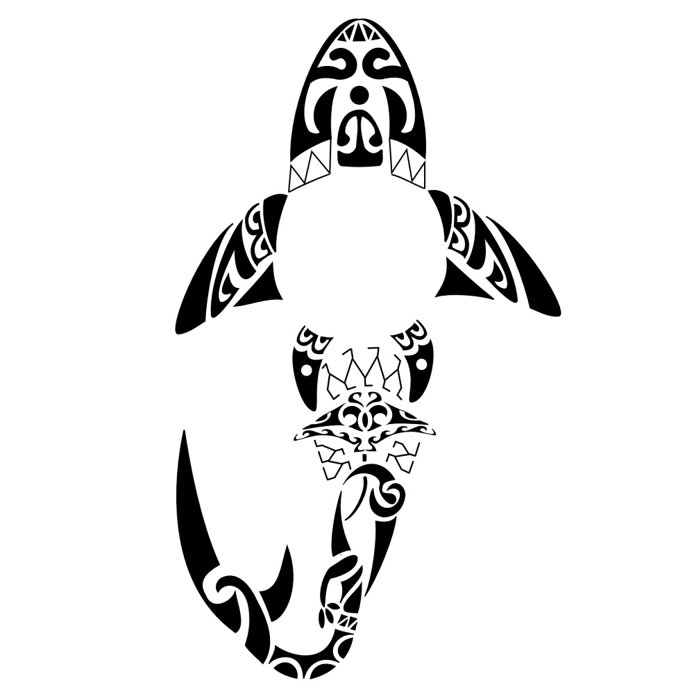 Awesome Black Polynesian Shark Tattoo Design
