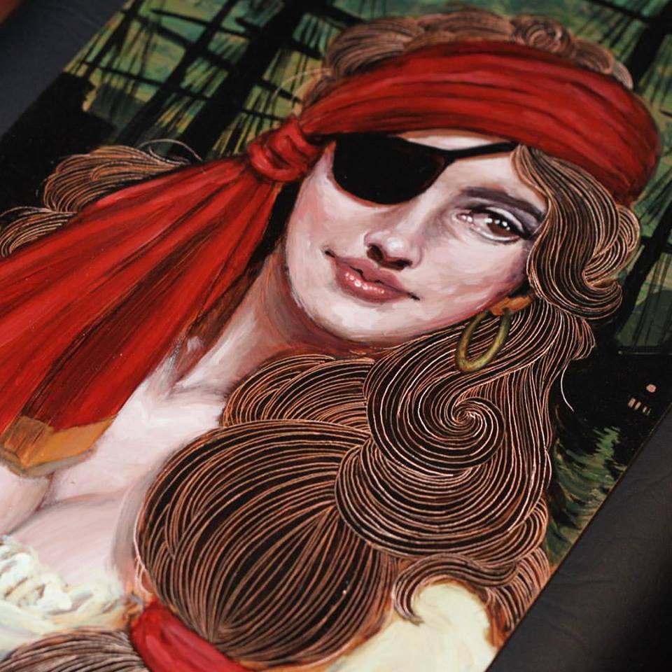 Awesome Pirate Girl Tattoo Design By Crispy Lennox