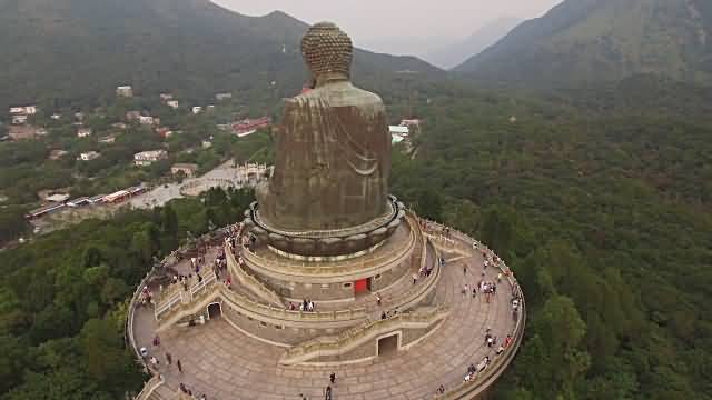 Back Aerial View Of Tian Tan Buddha