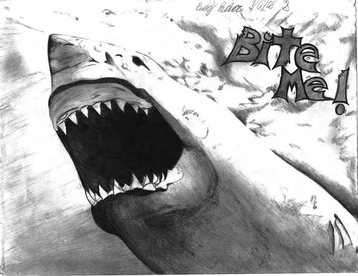 Bite Me Shark Tattoo Design by Sharktoz