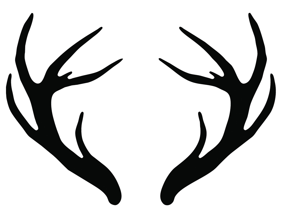 Black Silhoette Deer Antler Tattoo Design