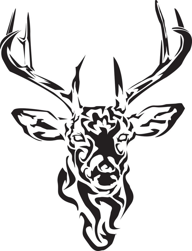 Black Tribal Deer Head Tattoo Design