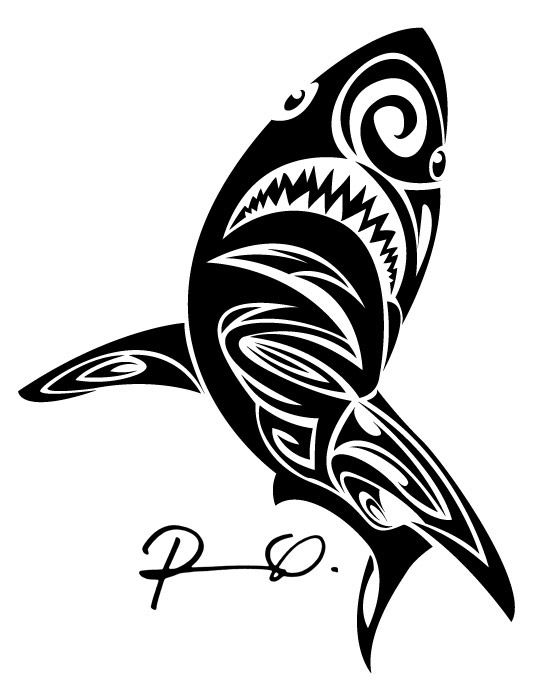 Black Tribal Shark Tattoo Design