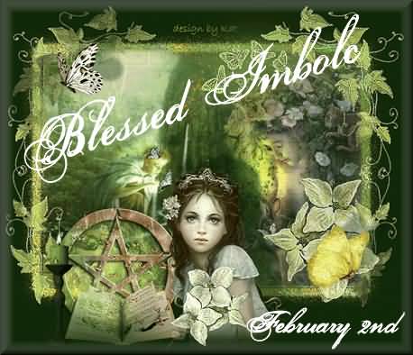 Blessed Imbolc February 2nd Girl With Pentacle Symbol