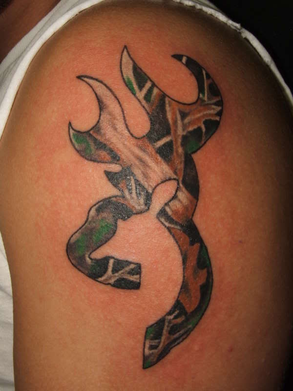 Browning Deer Tattoo On Man Left Shoulder