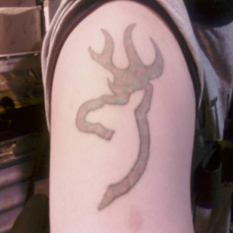 Browning Deer Tattoo On Right Shoulder