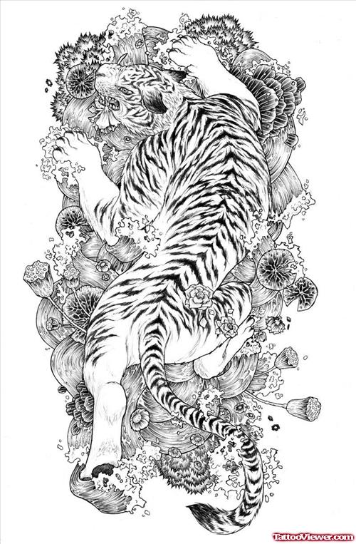 Chinese Tiger Tattoo Design Stencil