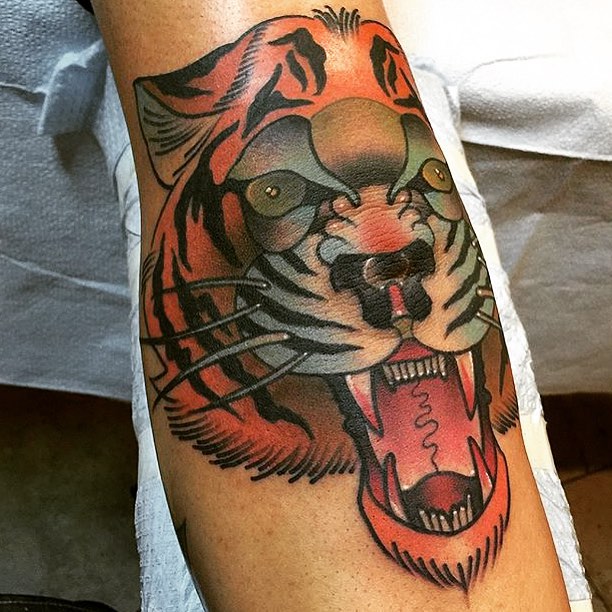 Chinese Tiger Tattoo On Arm Sleeve