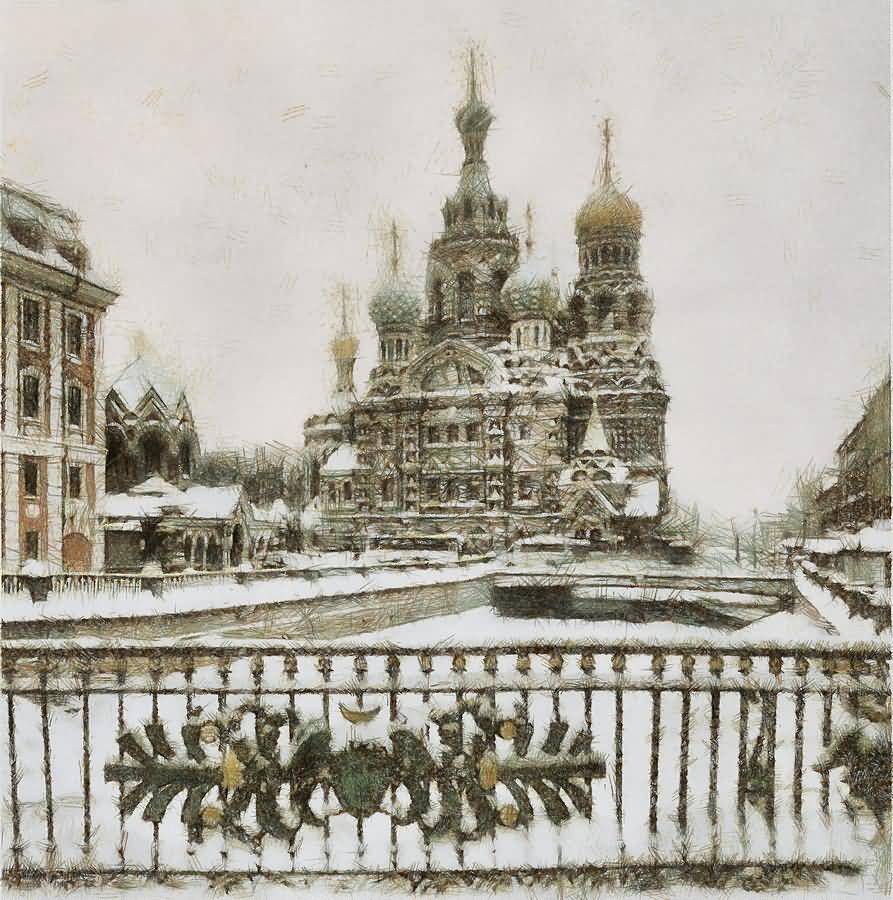 Church Of The Savior On Blood Covered With Snow