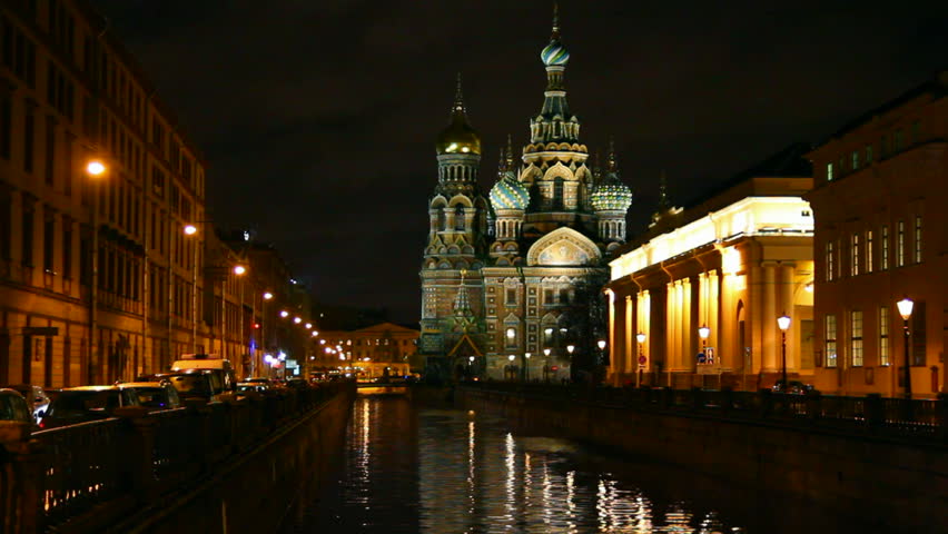 Church Of The Savior On Blood In Saint Petersburg At Night