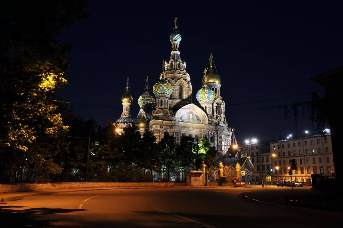 Church Of The Savior On Spilled Blood At Night