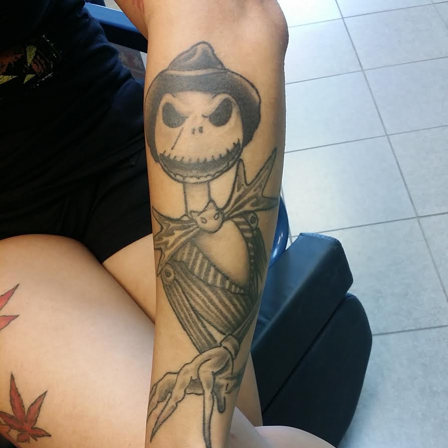 Classic Scarecrow Tattoo On Left Arm By Roger McMahon