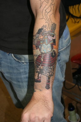 Classic Traditional Samurai Tattoo On Left Arm