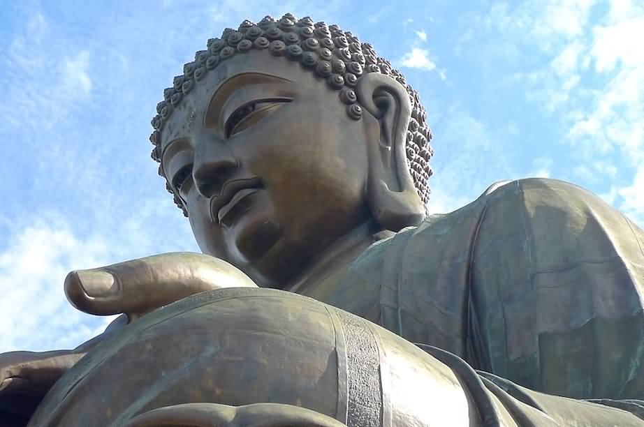 Closeup Of Tian Tan Buddha Bronze Statue