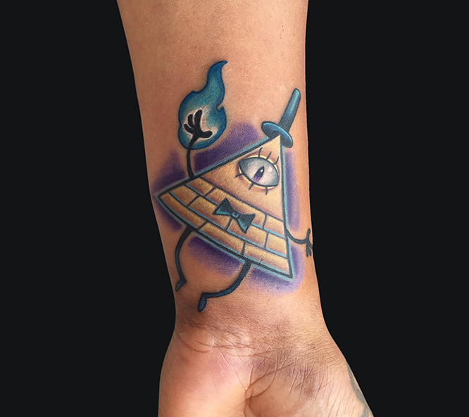 Cool Bill cipher Tattoo On Left Wrist By Marc Durrant