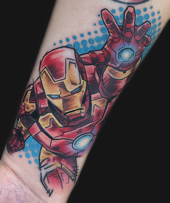 Cool Ironman Tattoo On Forearm By Marc Durrant