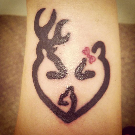 Couple Black Tribal Deer Tattoo On Arm