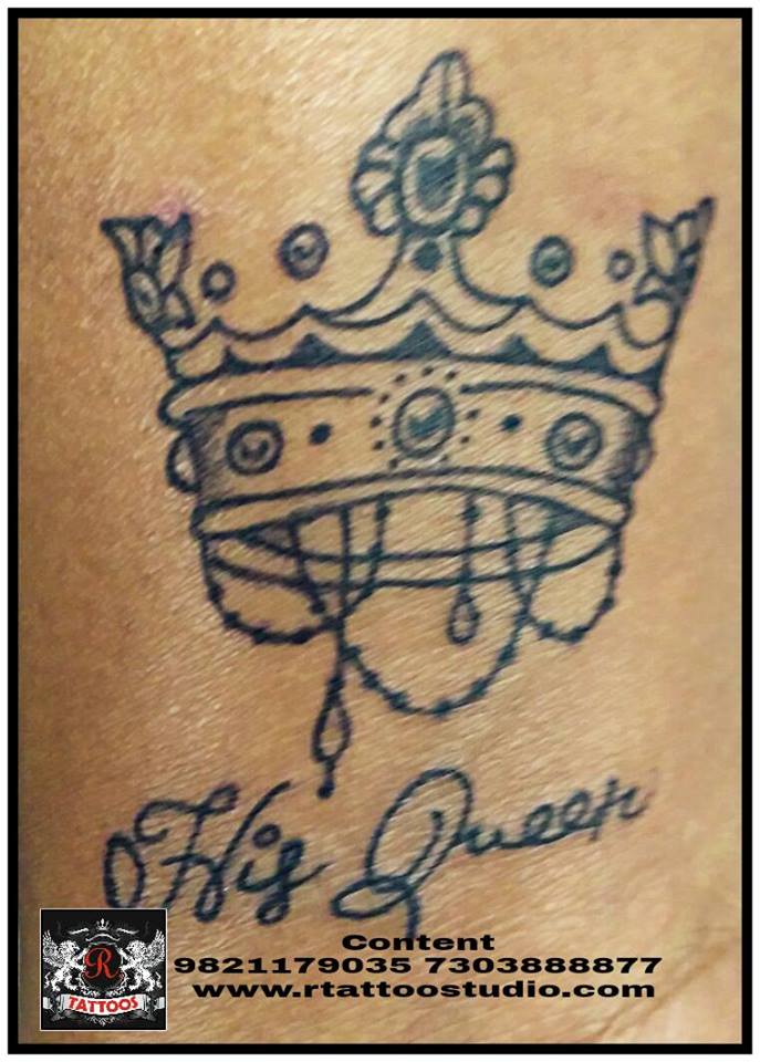 crown with his queen wording tattoos