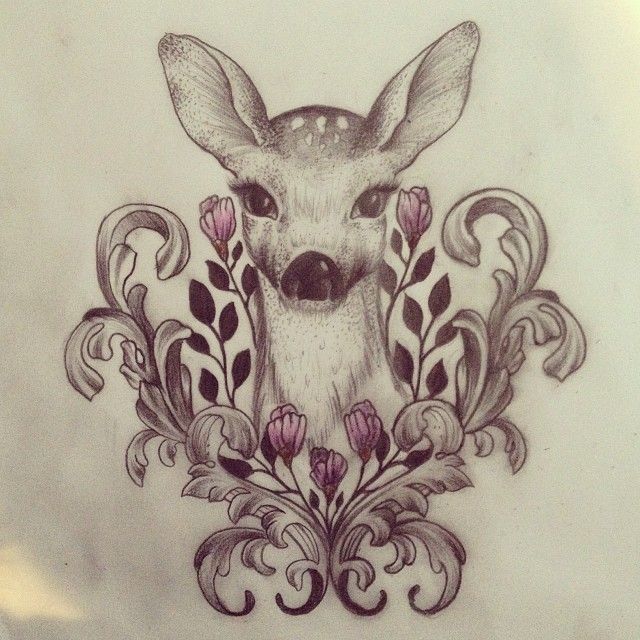 Cute Baby Deer Tattoo Design