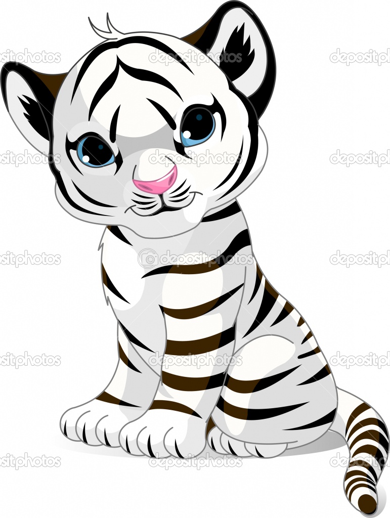 Cute Baby Tiger Tattoo Stencil