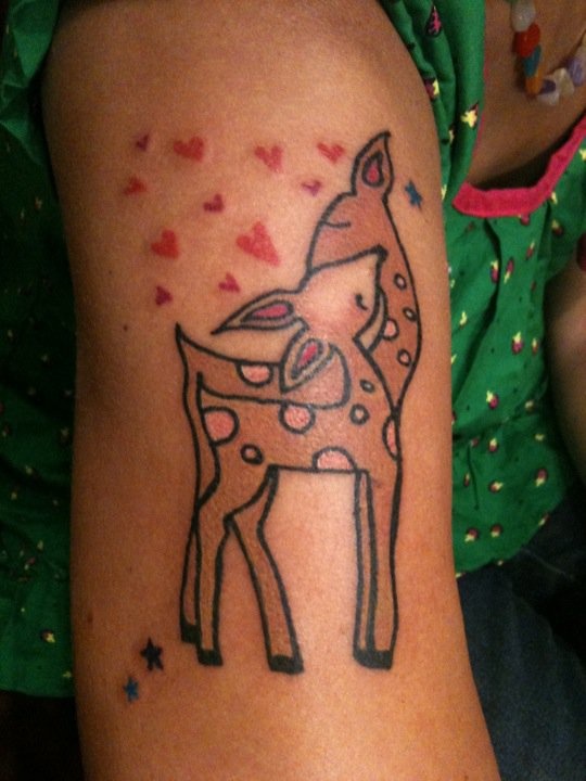 Cute Deer Tattoo On Right Bicep