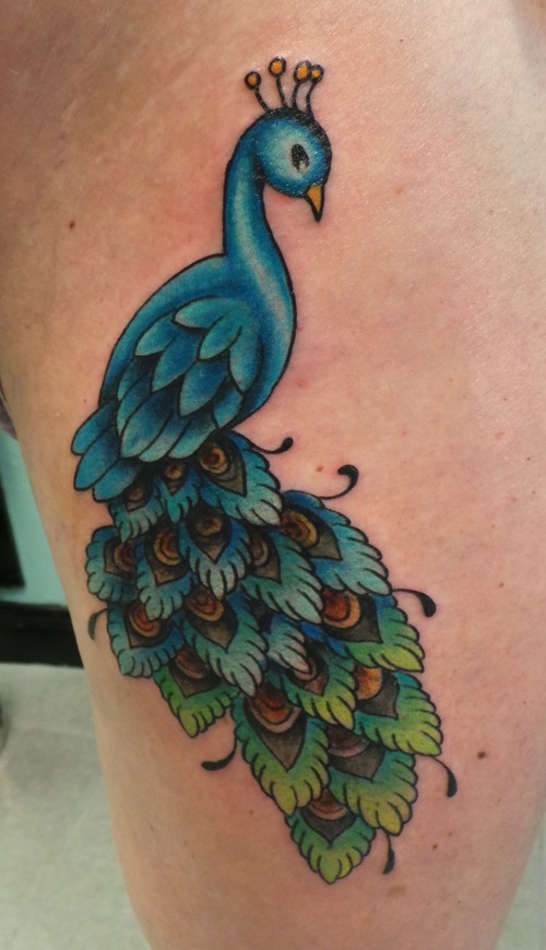 Cute Peacock Tattoo Design By Roger McMahon