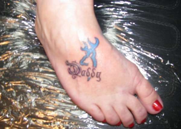 Daddy Browning Deer Tattoo On Girl Right Foot