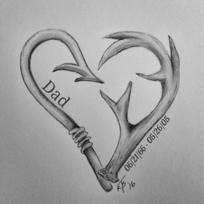 Deer Antler Heart Tattoo Design