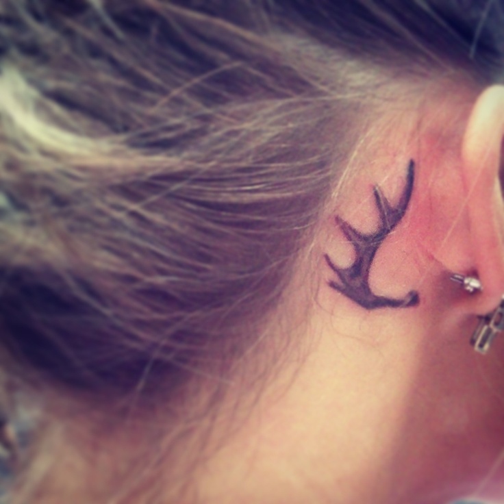Deer Antler Tattoo Behind The Ear