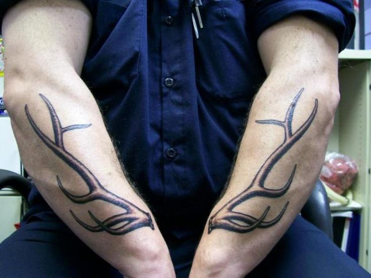 Deer Antler Tattoo On Man Both Sleeves