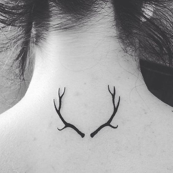 Deer Antler Tattoos On Nape